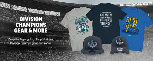 Division Champions Gear & More -
Keep the hype going. Shop Mariners Division Champs gear and more.