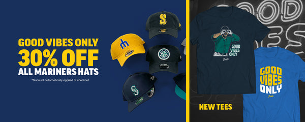 Good Vibes Only - 30% Off All Mariners Hats - Discount automatically applied at checkout. Two new Good Vibes Only Tees - Shop Now