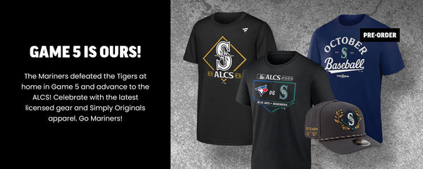 Game 5 Is Ours!  The Mariners defeated the Tigers at home in Game 5 and advance to the ALCS! Celebrate with the latest licensed gear and Simply Originals apparel. Go Mariners! Shop Gear.
