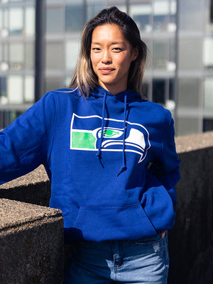 Model Wearing Seahawks Hoodie