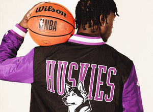 Model Wearing Huskies Jacket