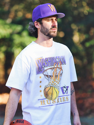 Model Wearing Huskies T-Shirt and Hat