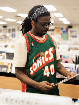 Model Wearing Sonics Jersey