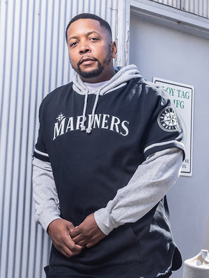 Man Wearing Mariners Hoodie