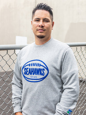 Man Wearing Seahawks Crewneck
