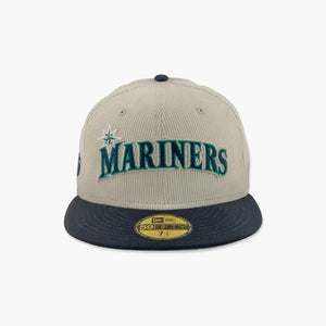 New Era Seattle Mariners Cream Script Corduroy Fitted Hat