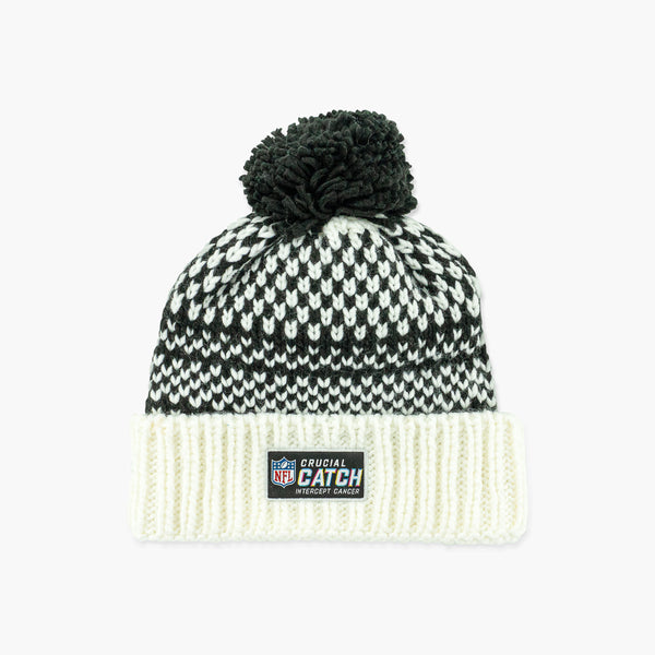 New Era Seattle Seahawks 2023 Crucial Catch Women's White Cuff Pom Beanie
