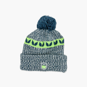 New Era Seattle Seahawks 2023 Sideline Heather Navy Cuff Pom Beanie