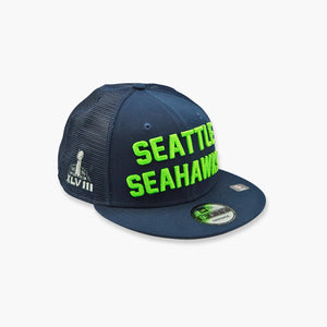Seattle Seahawks Super Bowl XLVIII Champions Stacked Trucker Hat