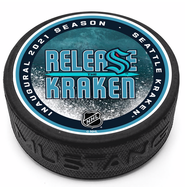 Seattle Kraken Release The Kraken Inaugural Game 2021 Textured Puck