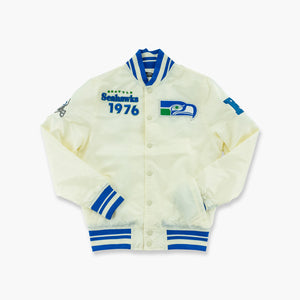 Seattle Seahawks Cream Throwback Classic Satin Jacket