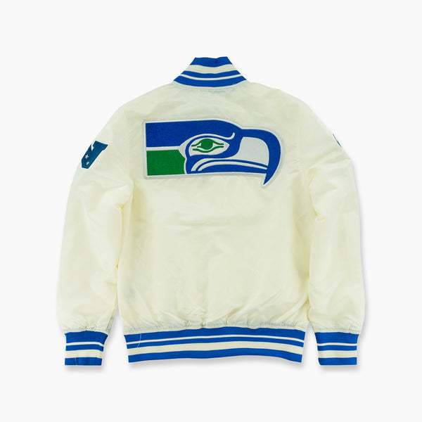 Seattle Seahawks Cream Throwback Classic Satin Jacket
