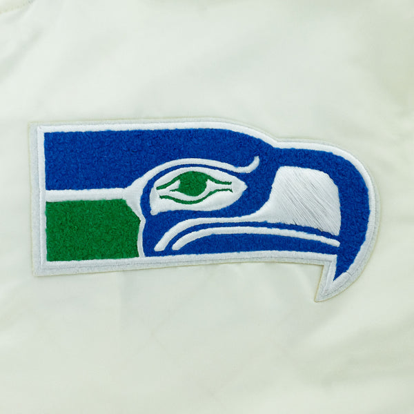 Seattle Seahawks Cream Throwback Classic Satin Jacket