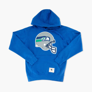 Seattle Seahawks Throwback Helmet Logo Blue Hoodie