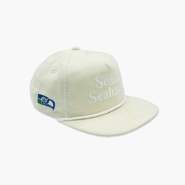 Seattle Seahawks 80's Script Cream Corduroy "Golfer" Snapback