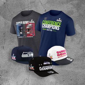 Selection of Seahawks Super Bowl Gear