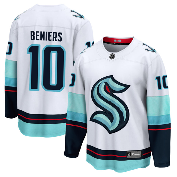 Seattle Kraken Matty Beniers Away White Breakaway Jersey