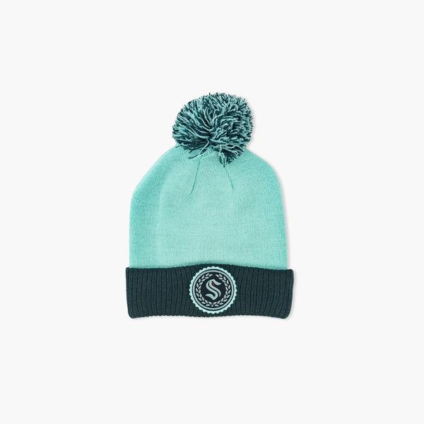 Seattle Kraken Seafoam Wreath Cuff Pom Beanie