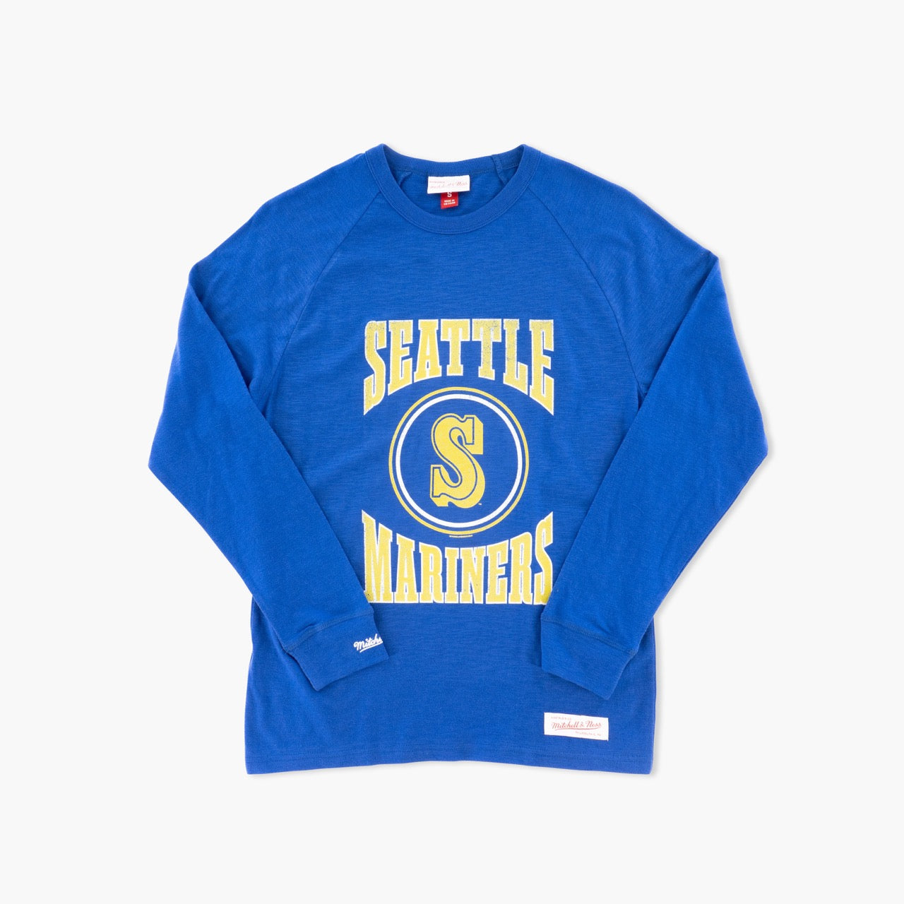 Mitchell Ness Arched Logo Slub LS Tee Seattle Mariners