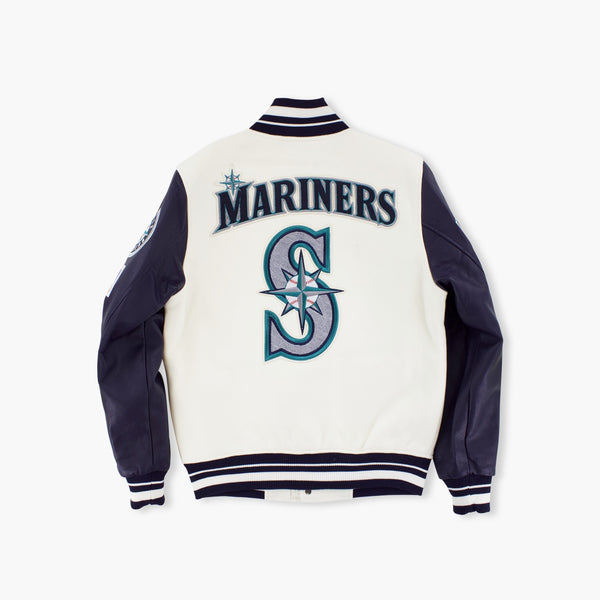Seattle Mariners Off White Varsity Jacket, Large