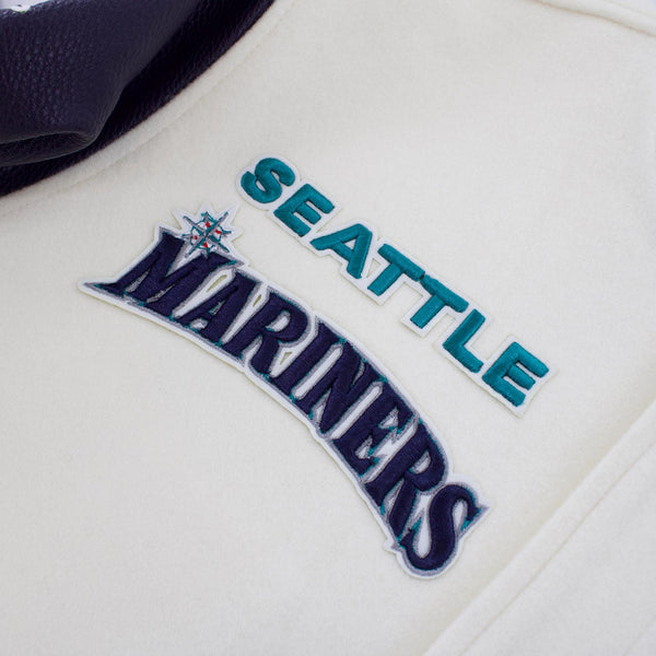 Seattle Mariners Off White Varsity Jacket, Medium