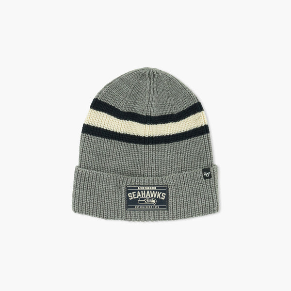 Seattle Seahawks Grey Patch Cuff Beanie