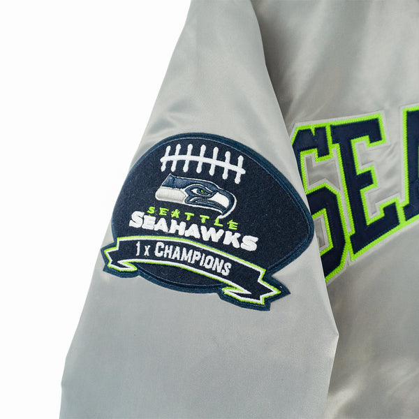 Seattle Seahawks Hometown Hero Grey Satin Jacket