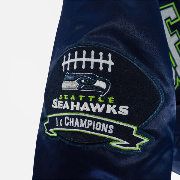 Seattle Seahawks Hometown Hero Navy Satin Jacket