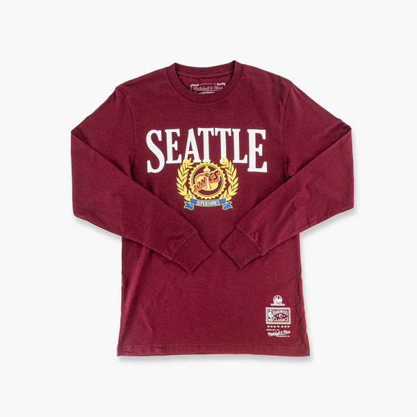 Seattle SuperSonics Collegiate Crimson Long Sleeve T-Shirt