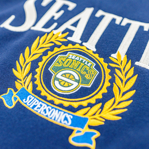 Seattle SuperSonics Collegiate Navy Embroidered Crewneck