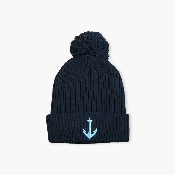 Seattle Kraken Black Secondary Logo Cuff Pom Beanie