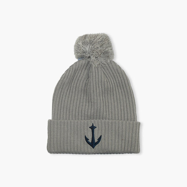 Seattle Kraken Grey Secondary Logo Cuff Pom Beanie