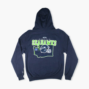 Seattle Seahawks State Shape Navy Hoodie