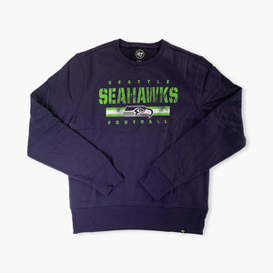 Seattle Seahawks Stencil Stripe Headline Light Navy Crewneck