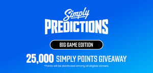 Simply Predictions - Big Game Edition. 25,000 Simply Points Giveaway. Points will be distributed among all eligible winners.