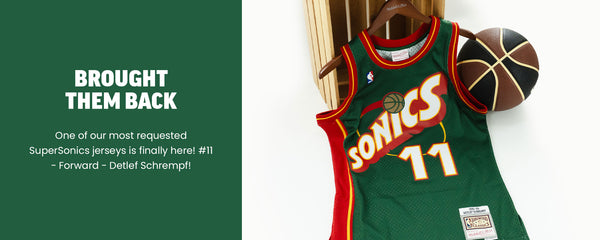 Brought Them Back - One of our most requested SuperSonics jerseys is finally here! #11 - Forward - Detlef Schrempf!