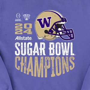 Washington Huskies 2024 Sugar Bowl Champions Purple Helmet Crewneck