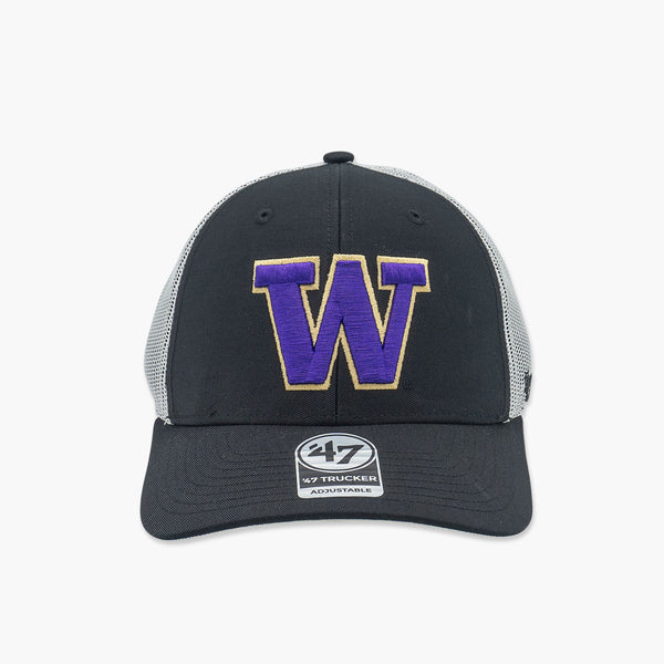 Washington Huskies Black Trucker Hat