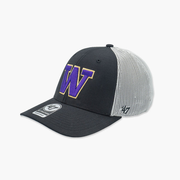 Washington Huskies Black Trucker Hat