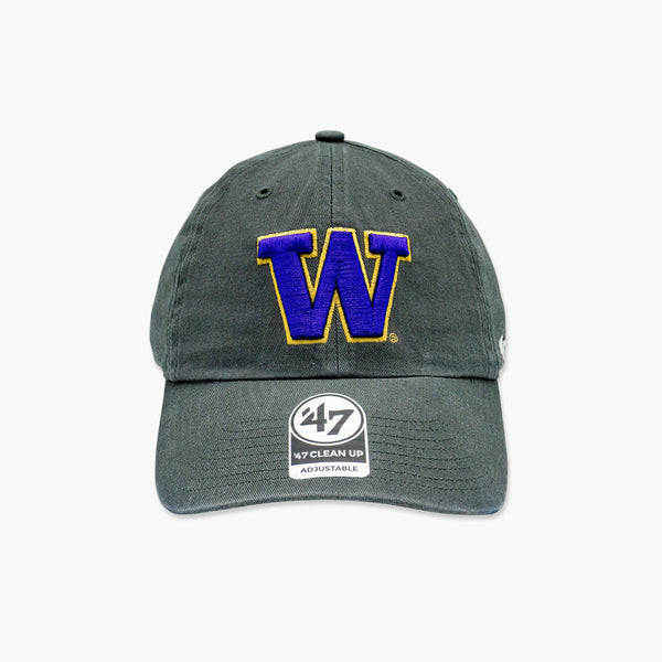 Washington Huskies Charcoal Primary Logo Clean Up Adjustable Hat