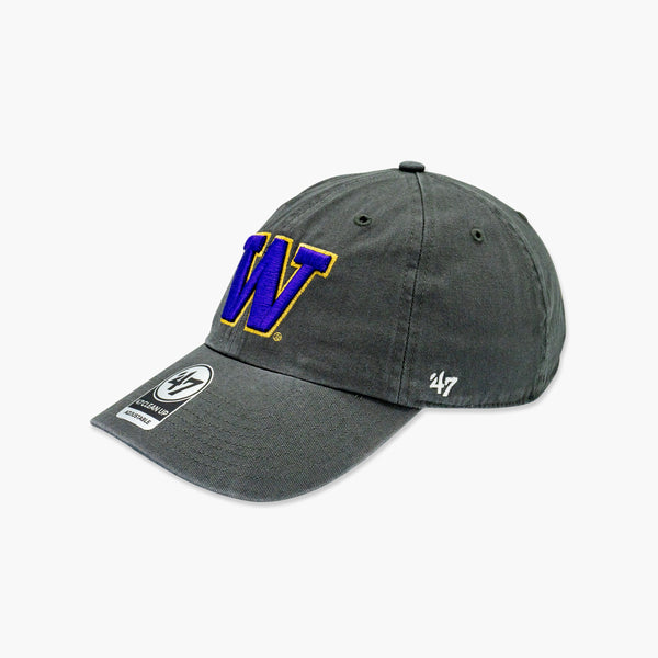 Washington Huskies Charcoal Primary Logo Clean Up Adjustable Hat