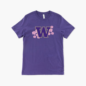 Washington Huskies Cherry Blossom Logo Purple T-Shirt