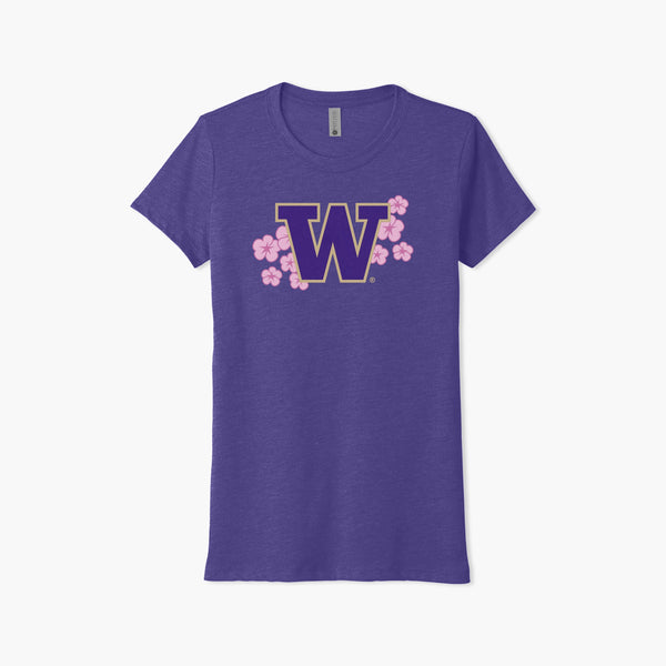 Washington Huskies Cherry Blossom Logo Purple Women's T-Shirt
