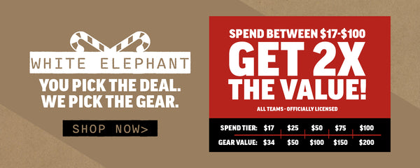 White Elephant. You Pick The Deal. We Pick The Gear. Spend Between $17-$100 Get 2x The Value! Different spend tiers to choose from. Shop our White Elephant.