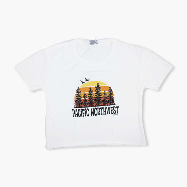 Retro Pines White Women's Crop Top