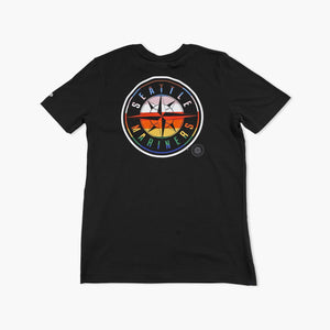 Seattle Mariners Black Rainbow Pride Compass T-Shirt
