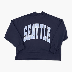 Active Vintage Navy Seattle Womens Mock Neck Crewneck