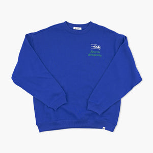 Seattle Seahawks Royal Throwback Shout It Out Oversized Women's Crewneck