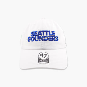 Seattle Sounders White Ballpark Script Clean Up Adjustable Hat