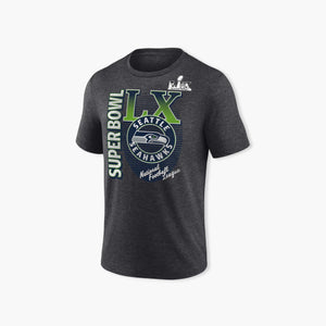 Seattle Seahawks Retro Bound Super Bowl LX Charcoal T-Shirt